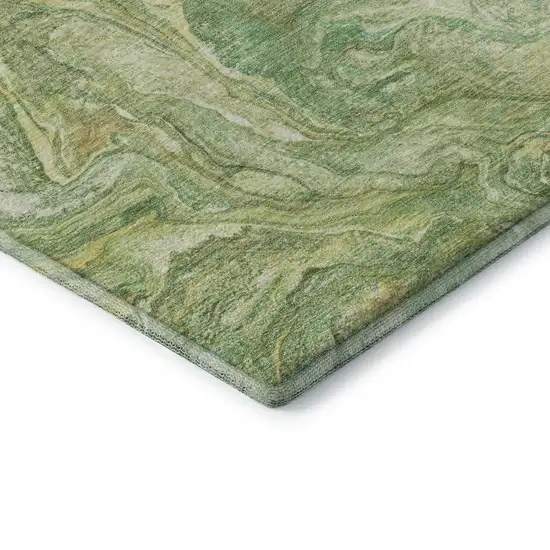Green And Gold Abstract Washable Area Rug With UV Protection Photo 7