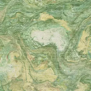 Photo of Green And Gold Abstract Washable Area Rug With UV Protection