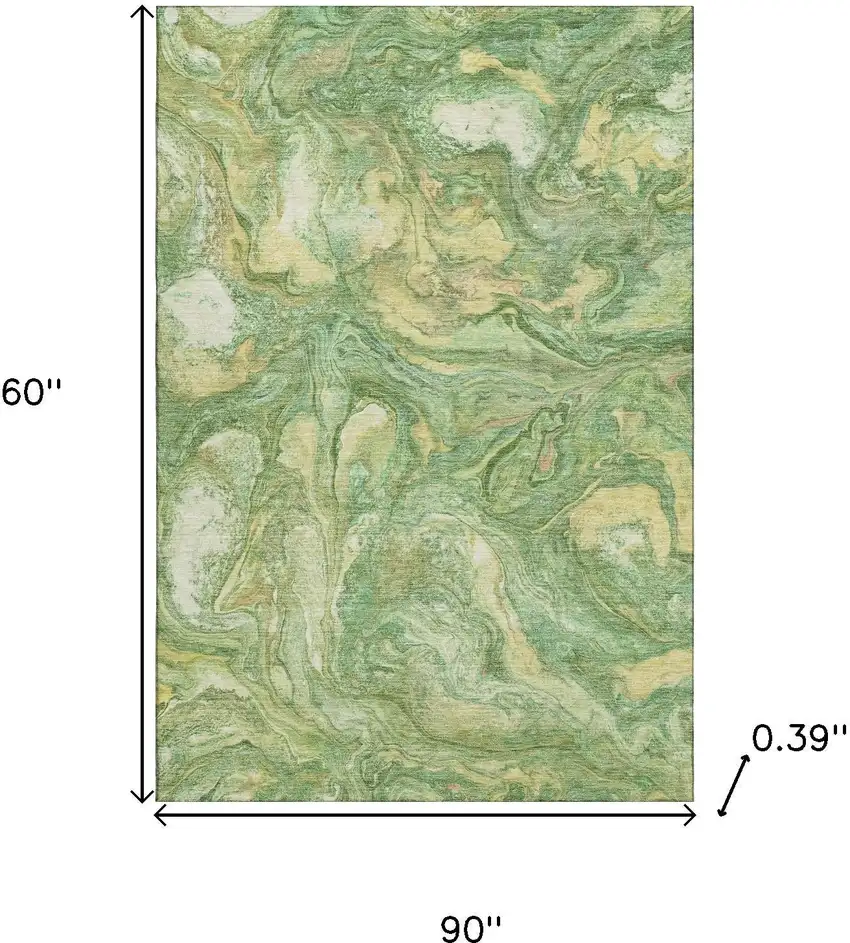 Green And Gold Abstract Washable Area Rug With UV Protection Photo 8