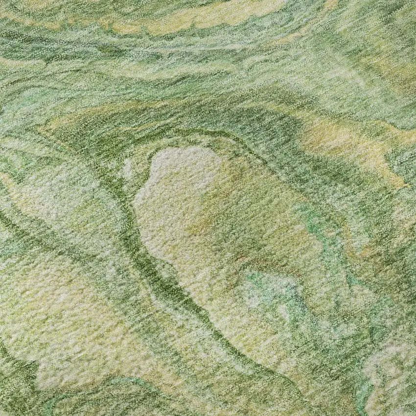 Green And Gold Abstract Washable Area Rug With UV Protection Photo 7