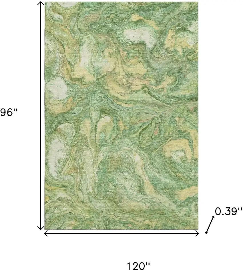 Green And Gold Abstract Washable Area Rug With UV Protection Photo 9