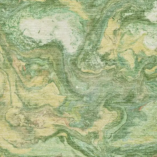 Green And Gold Abstract Washable Area Rug With UV Protection Photo 3