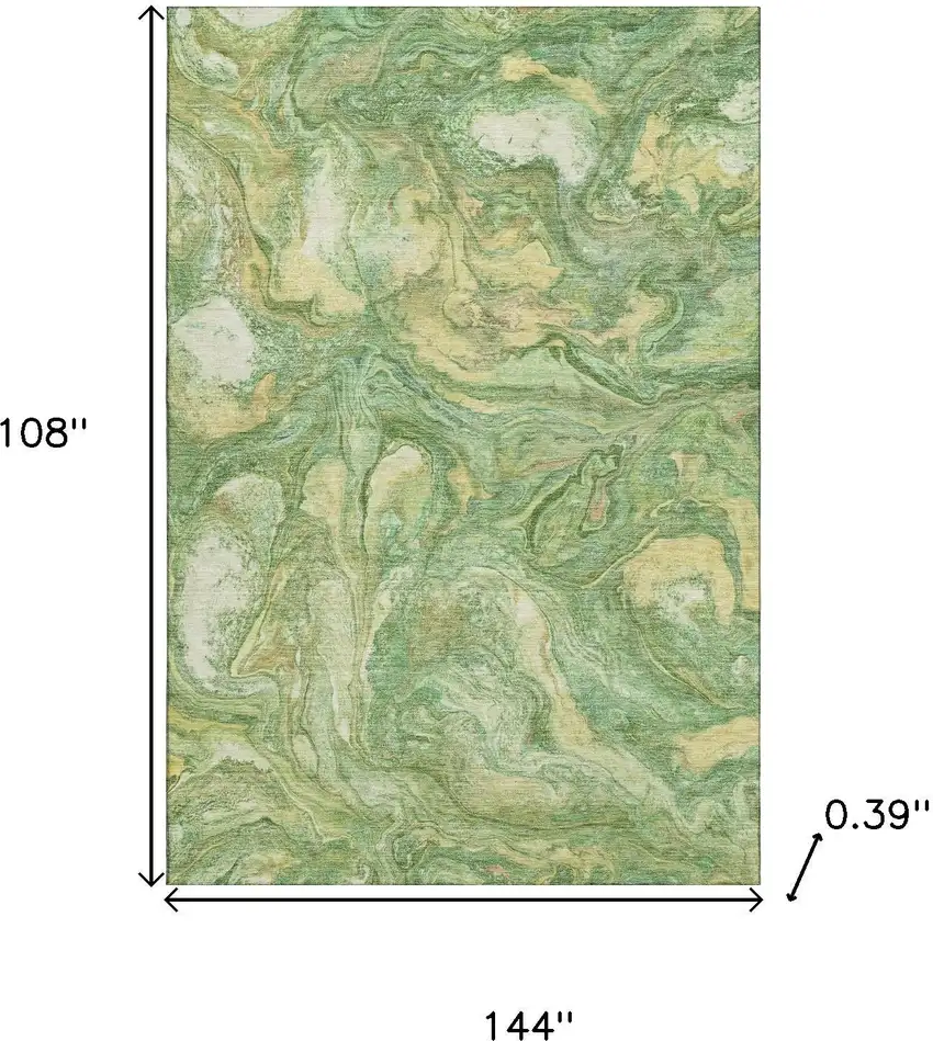 Green And Gold Abstract Washable Area Rug With UV Protection Photo 9