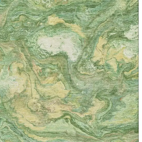 Green And Gold Abstract Washable Area Rug With UV Protection Photo 3