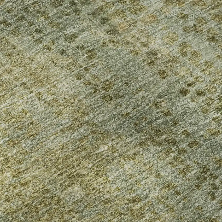 Green And Gold Abstract Washable Area Rug With UV Protection Photo 1