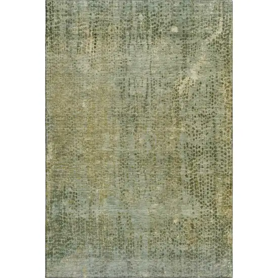 Green And Gold Abstract Washable Area Rug With UV Protection Photo 5