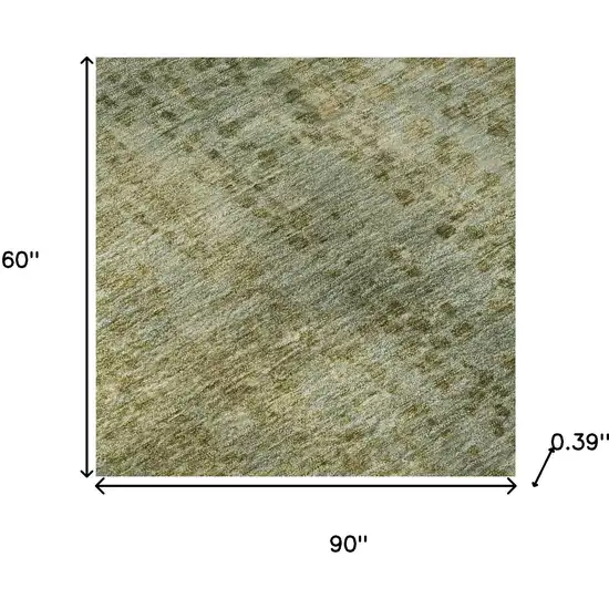 Green And Gold Abstract Washable Area Rug With UV Protection Photo 7