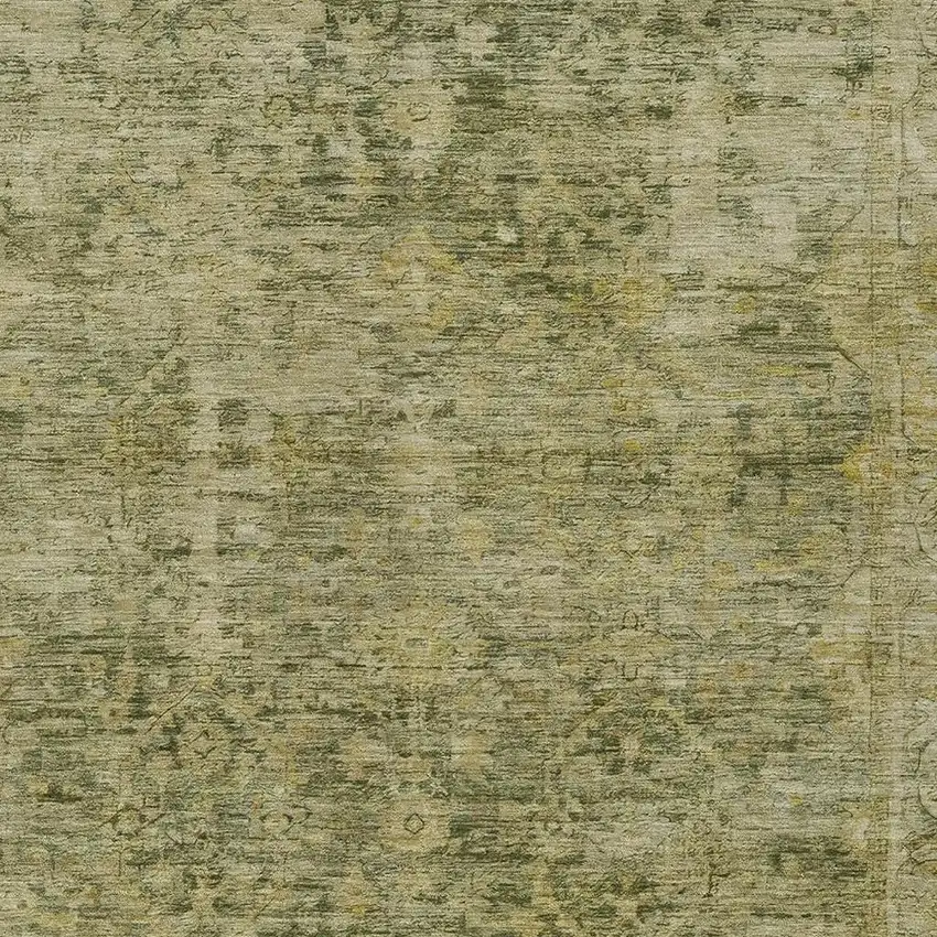 Green And Gold Abstract Washable Indoor Outdoor Area Rug Photo 4