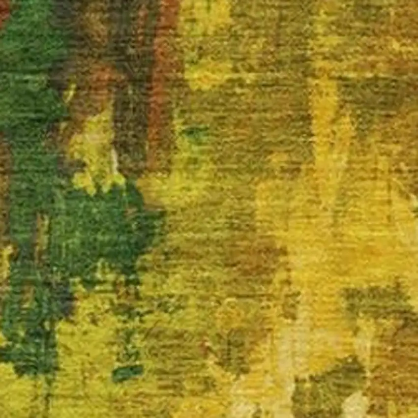 Green And Gold Abstract Washable Indoor Outdoor Area Rug Photo 3