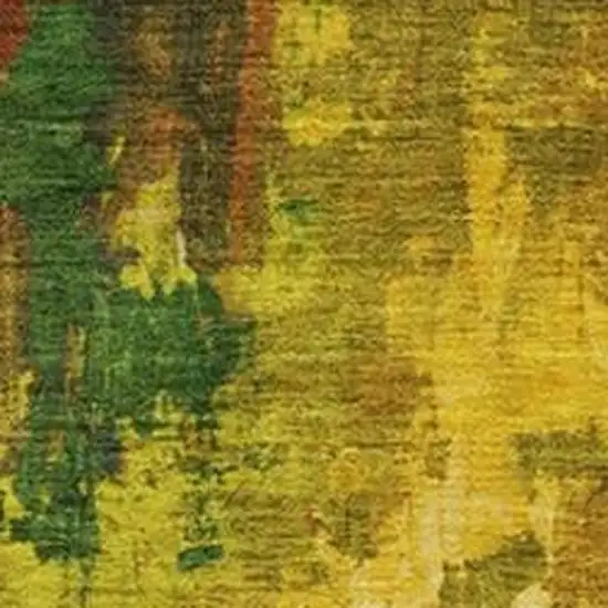 Green And Gold Abstract Washable Indoor Outdoor Area Rug Photo 3