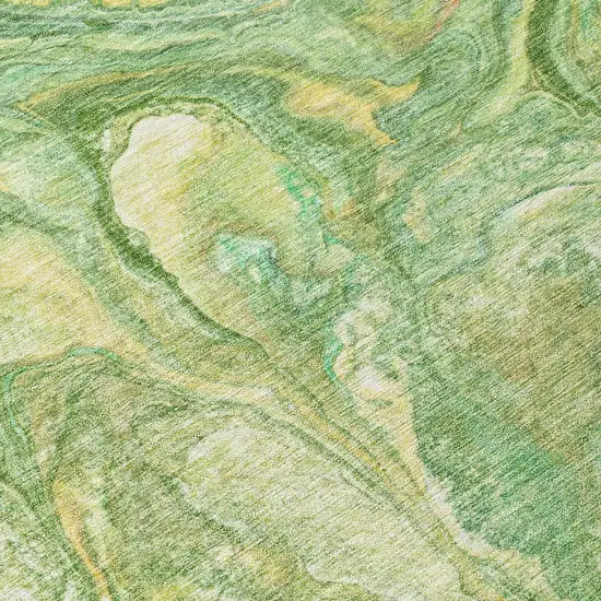 Green And Gold Abstract Washable Indoor Outdoor Area Rug Photo 8