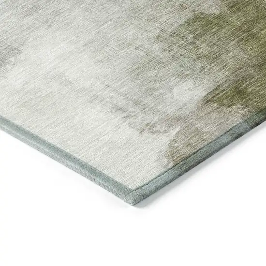 Green And Gold Abstract Washable Indoor Outdoor Area Rug Photo 7