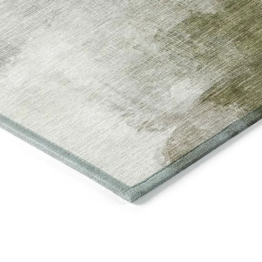 Green And Gold Abstract Washable Indoor Outdoor Area Rug Photo 7