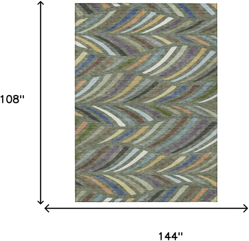 Green And Gold Abstract Washable Indoor Outdoor Area Rug Photo 6