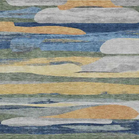 Green And Gold Abstract Washable Indoor Outdoor Area Rug Photo 2
