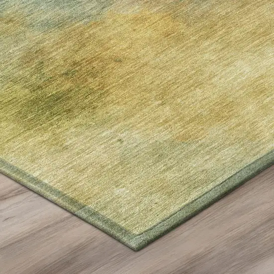 Green And Gold Abstract Washable Indoor Outdoor Area Rug Photo 9