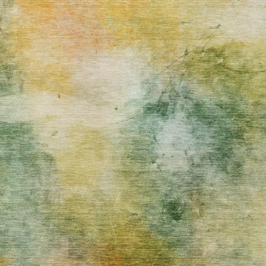 Green And Gold Abstract Washable Indoor Outdoor Area Rug Photo 8
