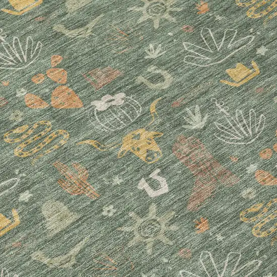 Green And Gold Cactus Washable Indoor Outdoor Area Rug Photo 6