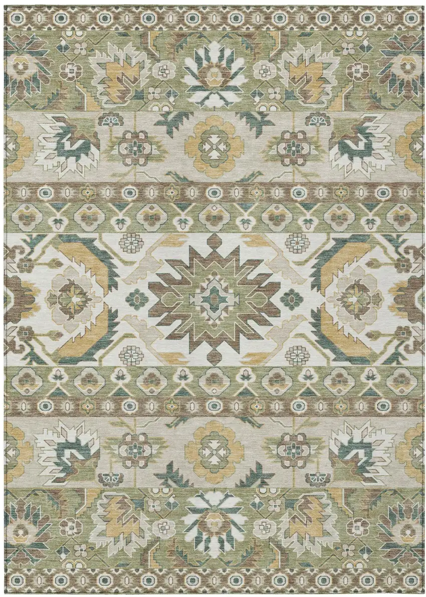 Green And Gold Cactus Washable Indoor Outdoor Area Rug Photo 1