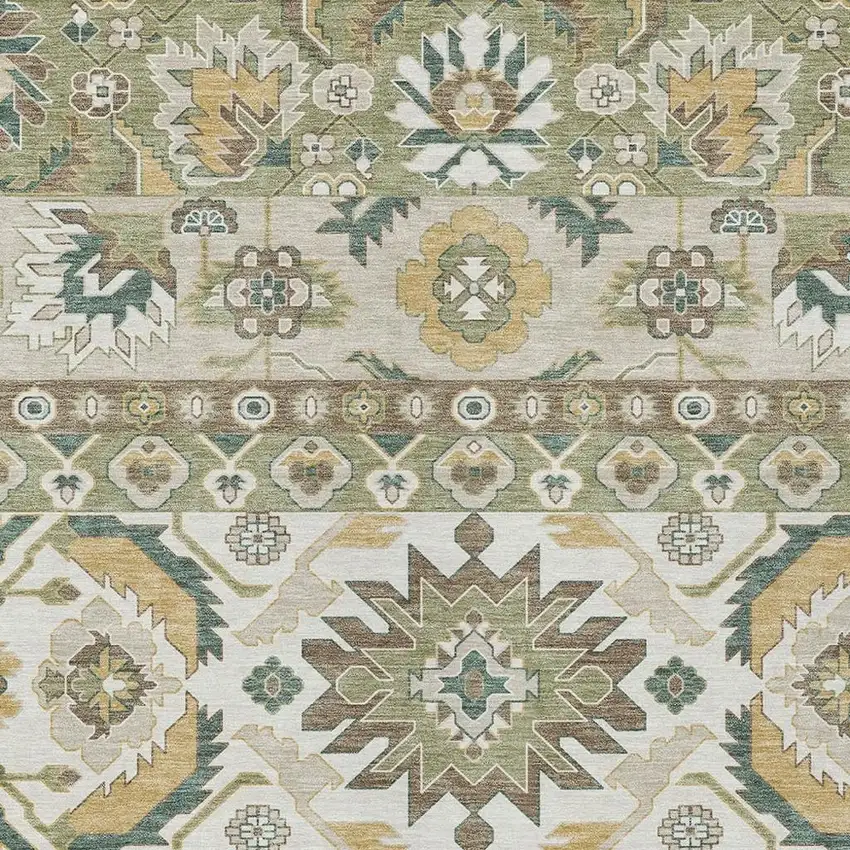 Green And Gold Cactus Washable Indoor Outdoor Area Rug Photo 2