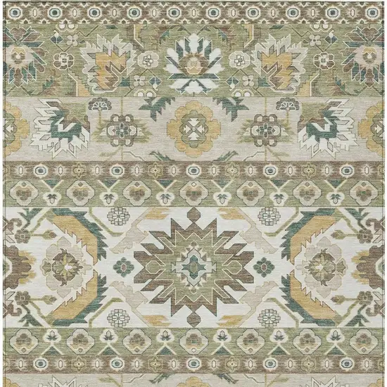 Green And Gold Cactus Washable Indoor Outdoor Area Rug Photo 3