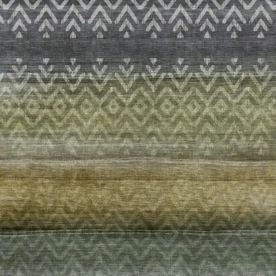 Green And Gold Geometric Washable Indoor Outdoor Area Rug Photo 9