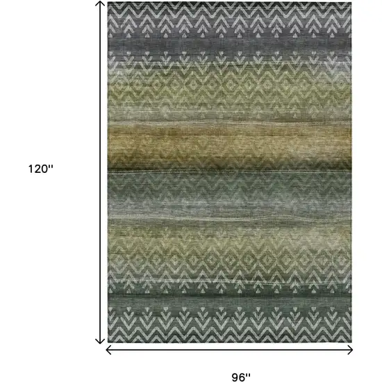 Green And Gold Geometric Washable Indoor Outdoor Area Rug Photo 8