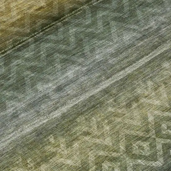 Green And Gold Geometric Washable Indoor Outdoor Area Rug Photo 7