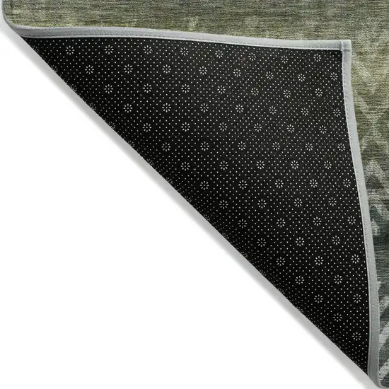 Green And Gold Geometric Washable Indoor Outdoor Area Rug Photo 6