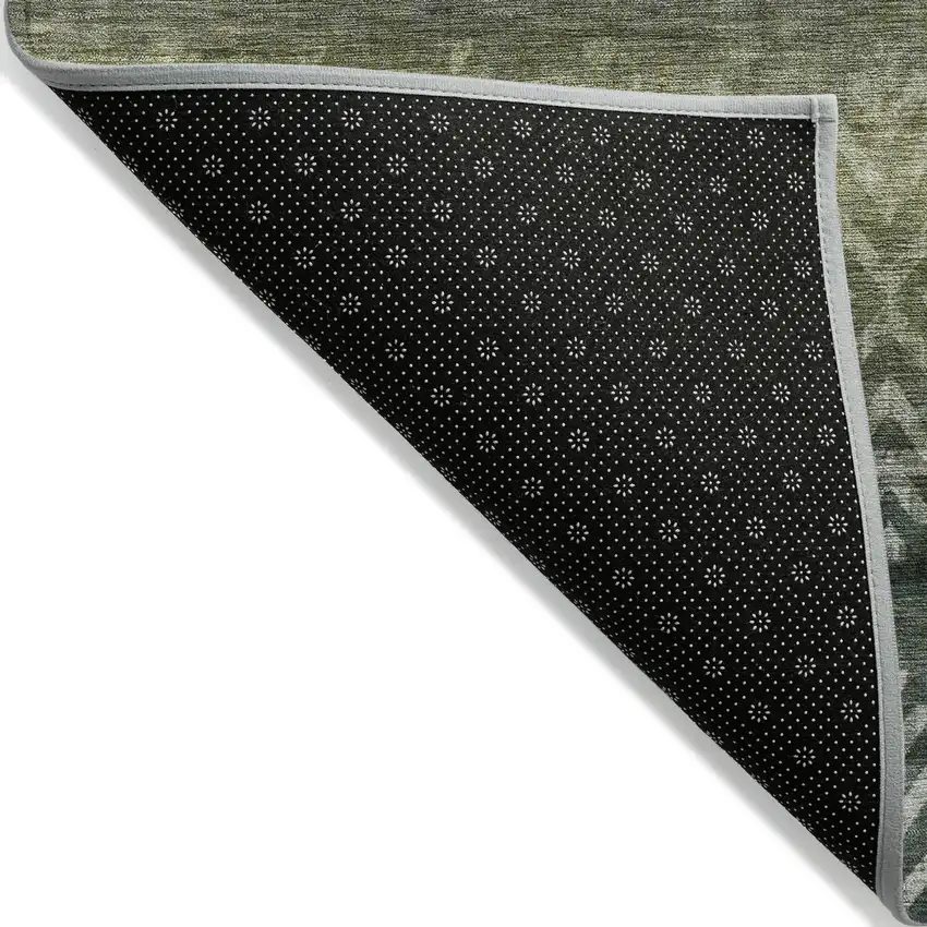 Green And Gold Geometric Washable Indoor Outdoor Area Rug Photo 6