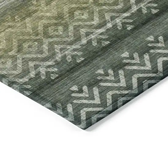 Green And Gold Geometric Washable Indoor Outdoor Area Rug Photo 1