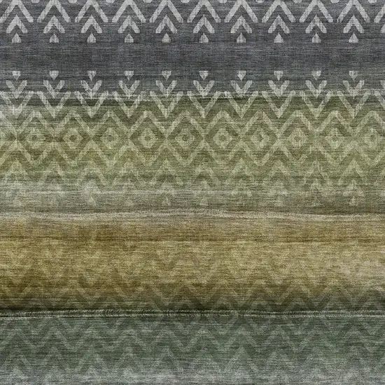 Green And Gold Geometric Washable Indoor Outdoor Area Rug Photo 9