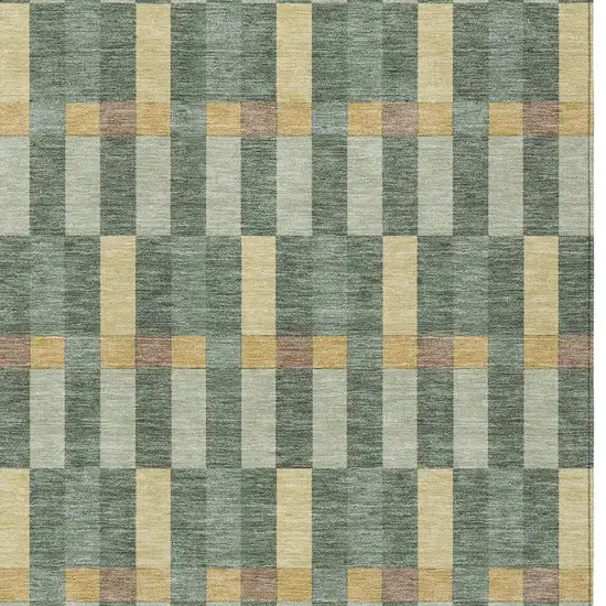Green And Gold Geometric Washable Indoor Outdoor Area Rug Photo 3