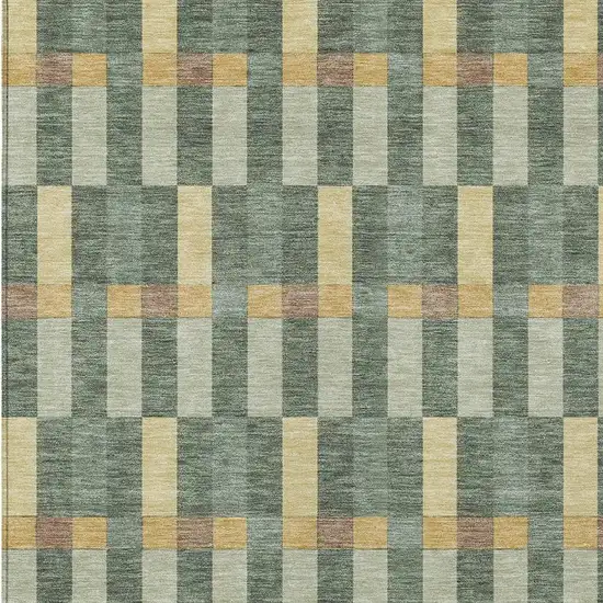 Green And Gold Geometric Washable Indoor Outdoor Area Rug Photo 3
