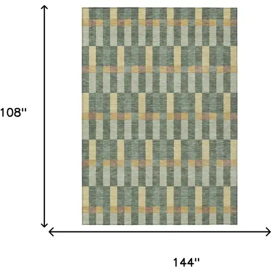 Green And Gold Geometric Washable Indoor Outdoor Area Rug Photo 7