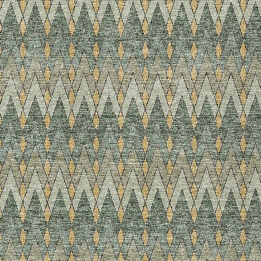 Green And Gold Geometric Washable Indoor Outdoor Area Rug Photo 3