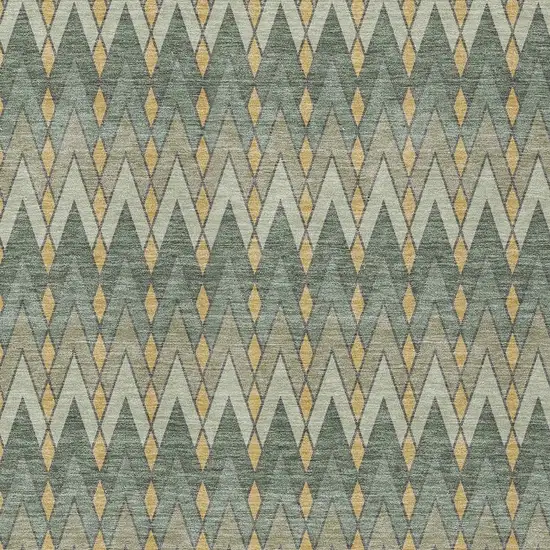Green And Gold Geometric Washable Indoor Outdoor Area Rug Photo 3