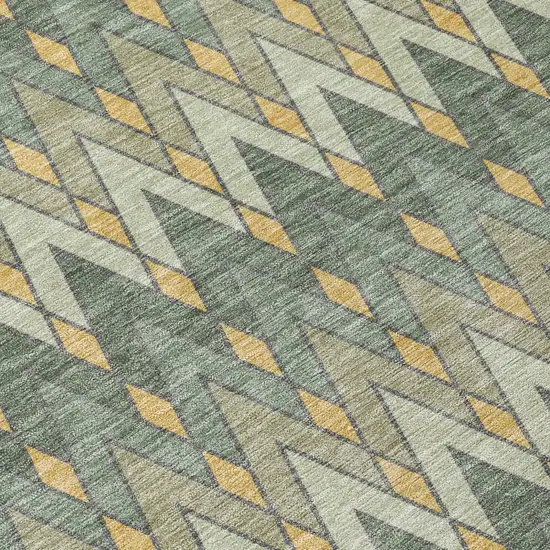 Green And Gold Geometric Washable Indoor Outdoor Area Rug Photo 6