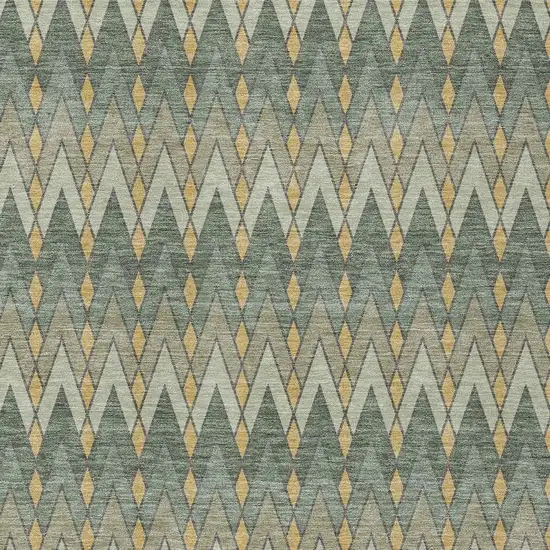 Green And Gold Geometric Washable Indoor Outdoor Area Rug Photo 3