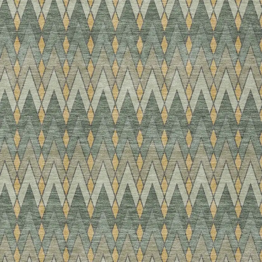 Green And Gold Geometric Washable Indoor Outdoor Area Rug Photo 3