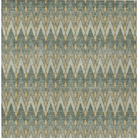 Green And Gold Geometric Washable Indoor Outdoor Area Rug Photo 4