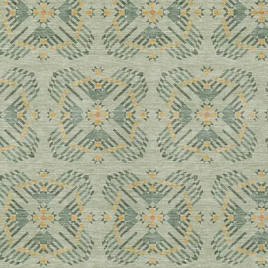 Green And Gold Geometric Washable Indoor Outdoor Area Rug Photo 3