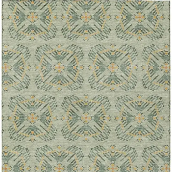 Green And Gold Geometric Washable Indoor Outdoor Area Rug Photo 4