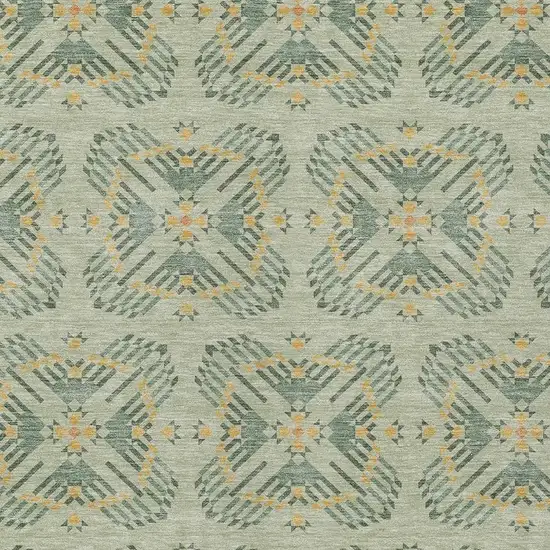 Green And Gold Geometric Washable Indoor Outdoor Area Rug Photo 3