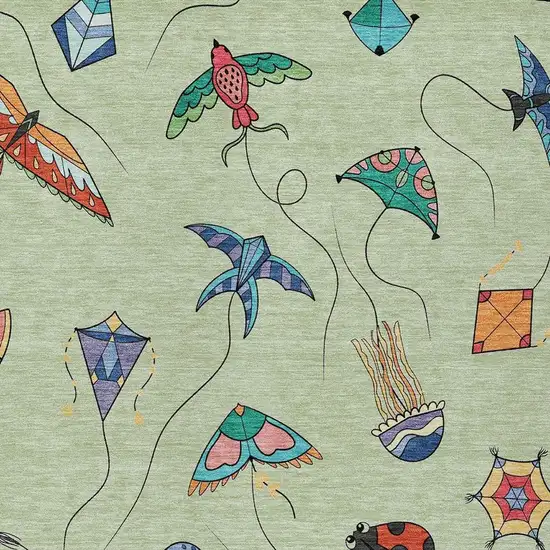 Green And Gold Geometric Washable Indoor Outdoor Area Rug Photo 3