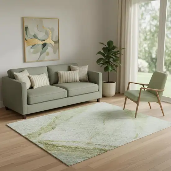 Green And Gold Nautical Washable Area Rug With UV Protection Photo 2