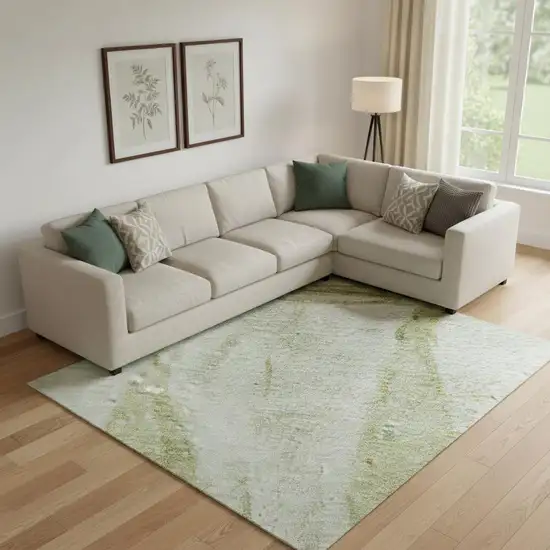 Green And Gold Nautical Washable Area Rug With UV Protection Photo 2