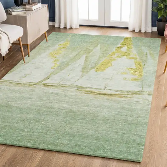Green And Gold Nautical Washable Area Rug With UV Protection Photo 5