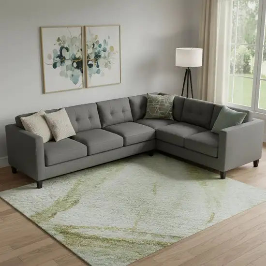 Green And Gold Nautical Washable Area Rug With UV Protection Photo 2