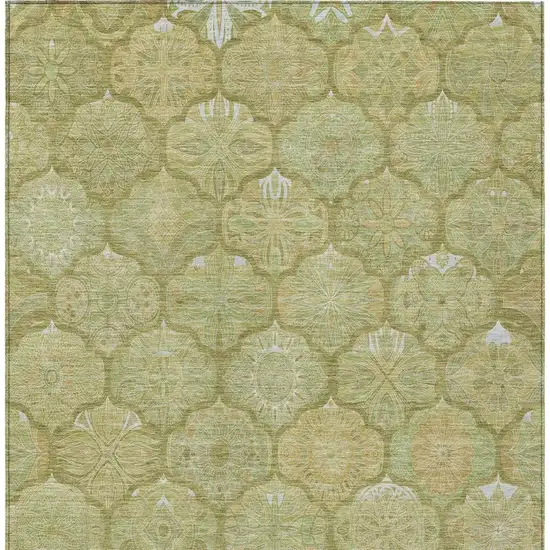 Green And Gold Ogee Washable Indoor Outdoor Area Rug Photo 9